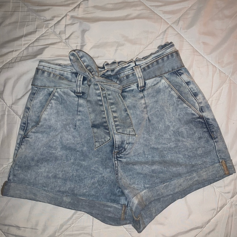 Express High Waist PaperBag Tie jean short
